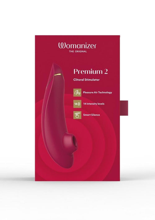 Load image 1 in gallery view. Womanizer Premium 2 Rechargeable Silicone Clitoral Stimulator - Bordeaux/Red