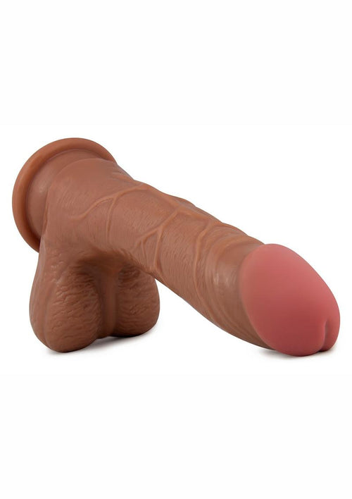 Load image 1 in gallery view. X5 Grinder Dildo with Balls - Brown/Caramel - 8.5in