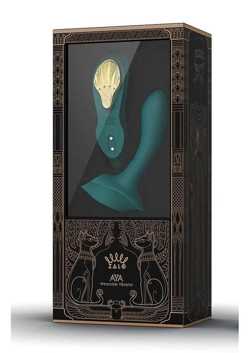 Load image 1 in gallery view. Zalo Aya Rechargeable Silicone Wearable Vibrator - Gold/Green