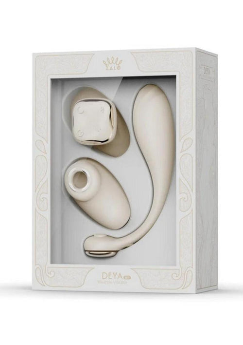 Load image 1 in gallery view. Zalo Deya Rechargeable Silicone App Compatible Wearable Vibrator - Gold/White - Set