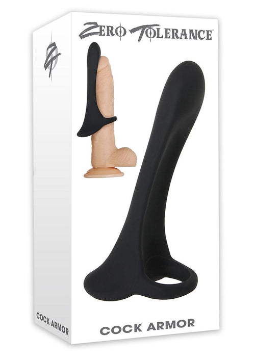 Load image 1 in gallery view. Zero Tolerance Cock Armor Rechargeable Silicone Vibrating Cock Ring with Long Bullet - Black