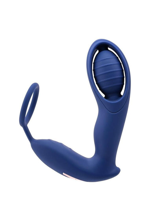 Load image 1 in gallery view. Zero Tolerance Extra Mile Rechargeable Silicone C-Ring Double Motor Vibrator with Remote Control - Blue