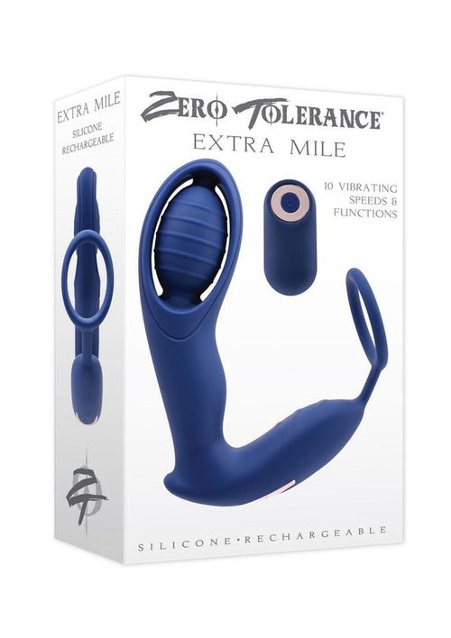 Load image 1 in gallery view. Zero Tolerance Extra Mile Rechargeable Silicone C-Ring Double Motor Vibrator with Remote Control - Blue