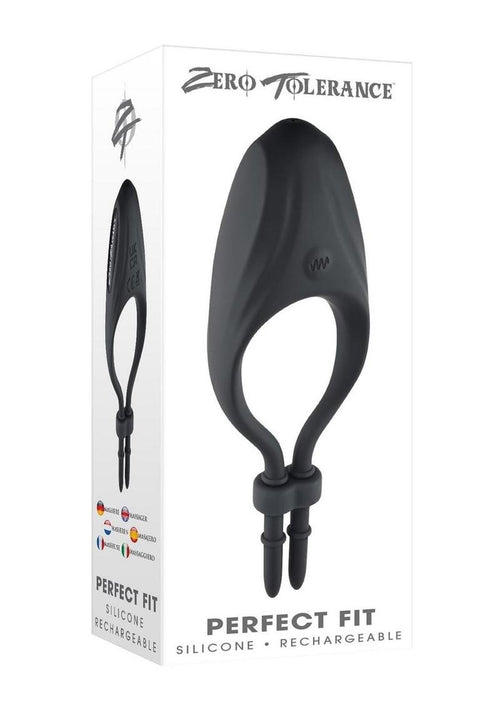 Load image 1 in gallery view. Zero Tolerance Perfect Fit Rechargeable Silicone Vibrating Cock Ring - Black