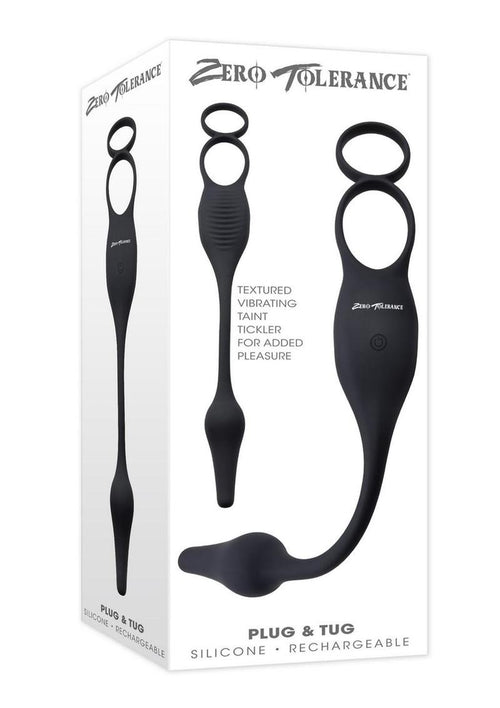 Load image 1 in gallery view. Zero Tolerance Plug and Tug Rechargeable Silicone Anal Plug and Cock Ring - Gray/Grey