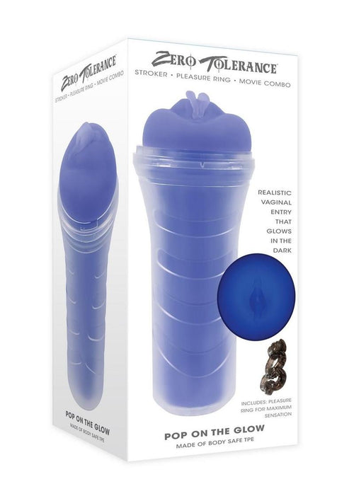 Load image 1 in gallery view. Zero Tolerance Pop On The Glow Pussy Stroker - Glow In The Dark/Purple