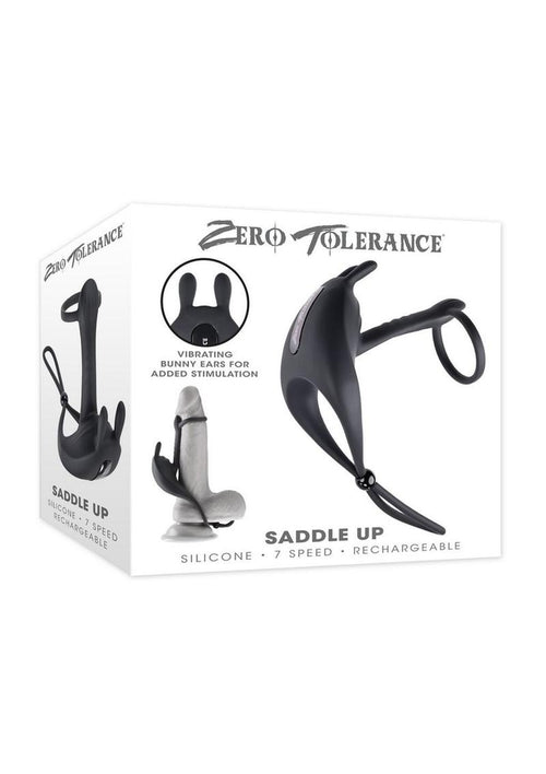Load image 1 in gallery view. Zero Tolerance Saddle Up Rechargeable Silicone Cock Ring - Black