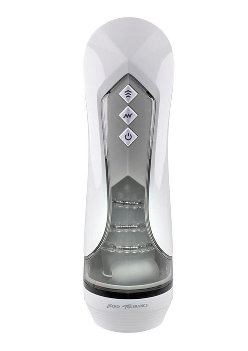 Load image 1 in gallery view. Zero Tolerance Stroking Buddy Rechargeable Thrusting Masturbator - White