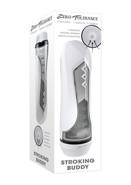 Load image 1 in gallery view. Zero Tolerance Stroking Buddy Rechargeable Thrusting Masturbator - White