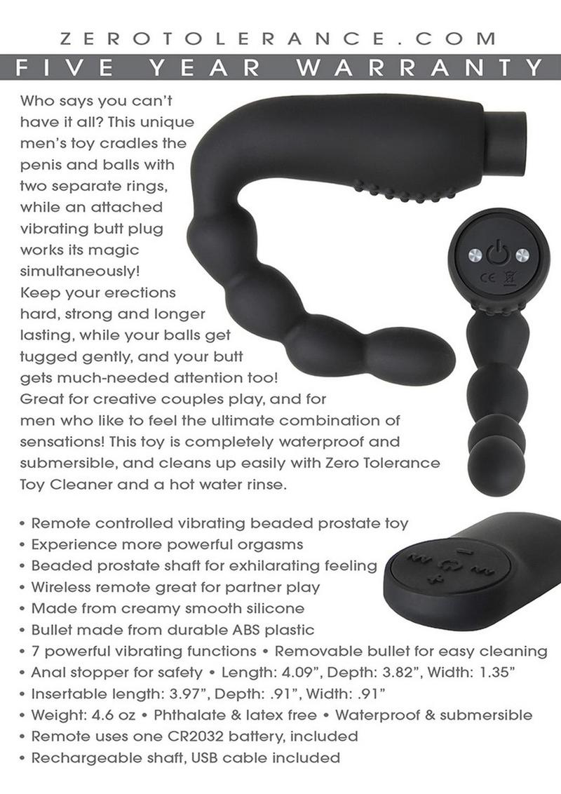Zero Tolerance The Emperor Silicone Prostate Stimulator with Rechargeable Bullet and Remote Control Zero Tolerance
