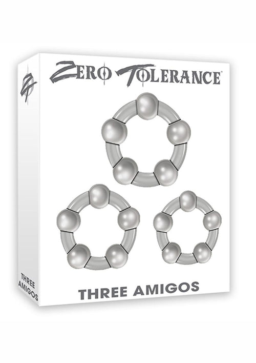 Load image 1 in gallery view. Zero Tolerance Three Amigos Beaded Cock Ring Kit - Smoke - 3 Piece Kit