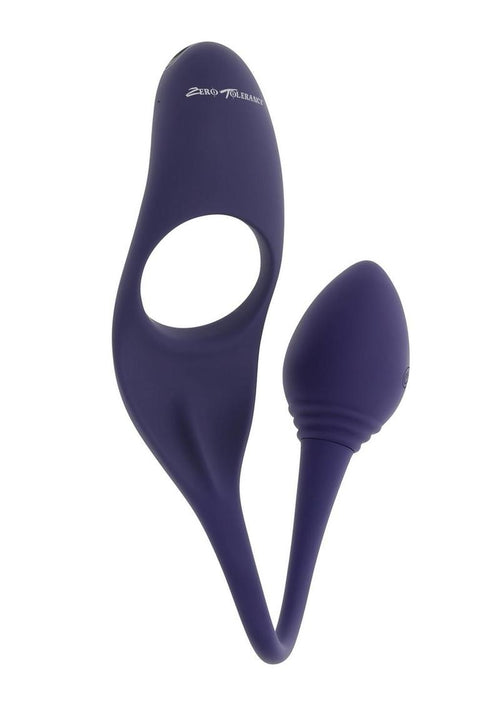 Load image 1 in gallery view. Zero Tolerance Tip to Tail Rechargeable Silicone Cock Ring with Anal Plug - Purple