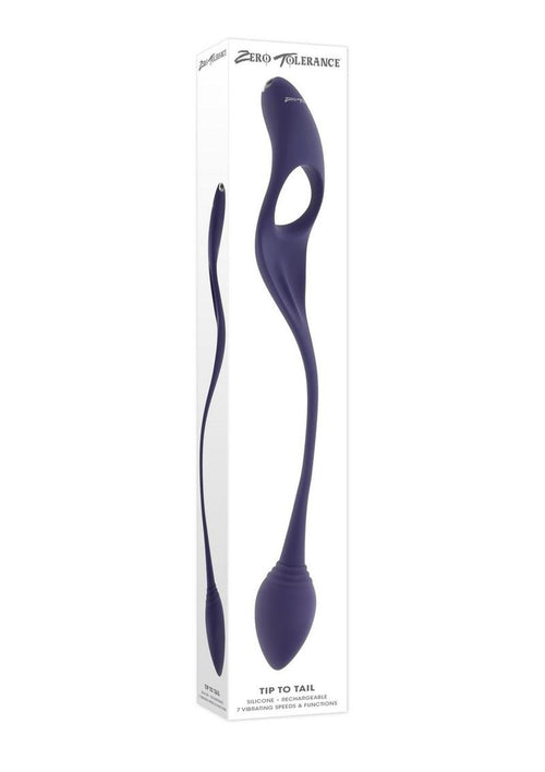 Load image 1 in gallery view. Zero Tolerance Tip to Tail Rechargeable Silicone Cock Ring with Anal Plug - Purple