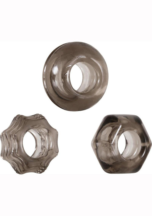 Load image 1 in gallery view. Zero Tolerance Triple Thick Cock Ring Kit - Smoke - 3 Piece Kit