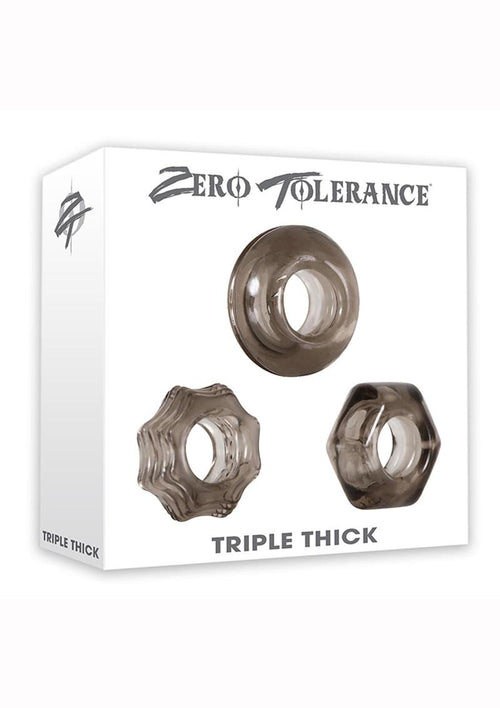 Load image 1 in gallery view. Zero Tolerance Triple Thick Cock Ring Kit - Smoke - 3 Piece Kit