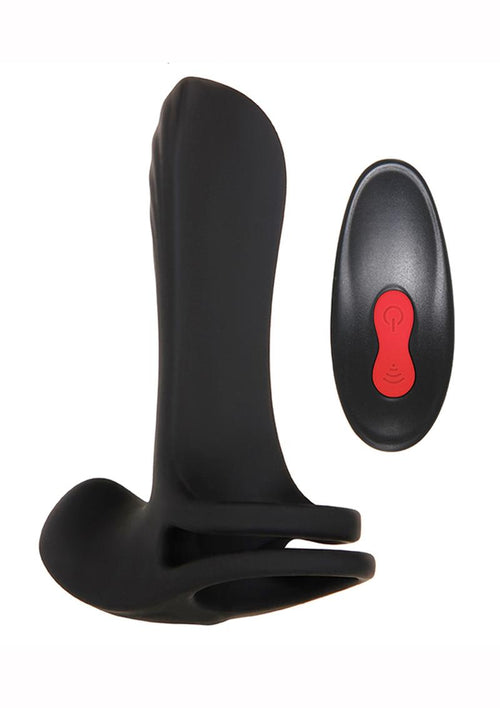 Load image 1 in gallery view. Zero Tolerance Vibrating Girth Enhancer Silicone Rechargeable Sleeve with Remote Control - Black/Red
