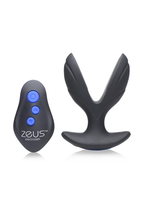 Load image 1 in gallery view. Zeus Electro-Spread 64x Vibrating and E-Stim Silicone Rechargeable Butt Plug with Remote Control - Black