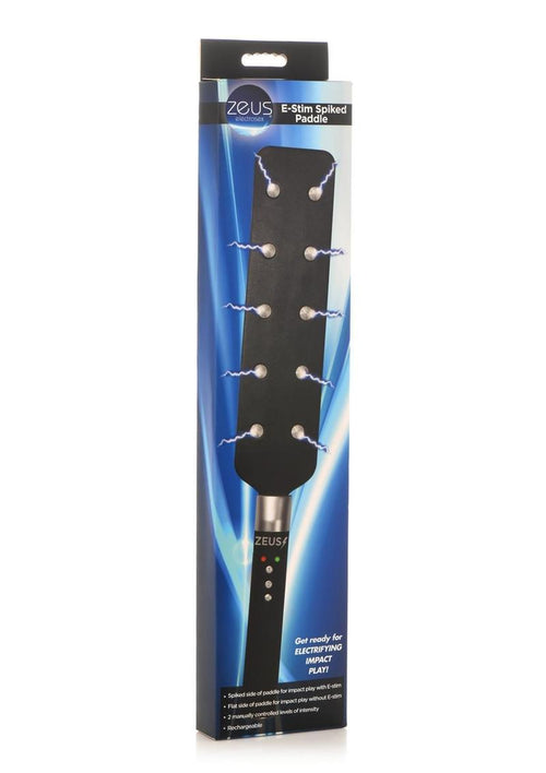Load image 1 in gallery view. Zeus Electrosex E-Stim Spiked Paddle - Black/Silver