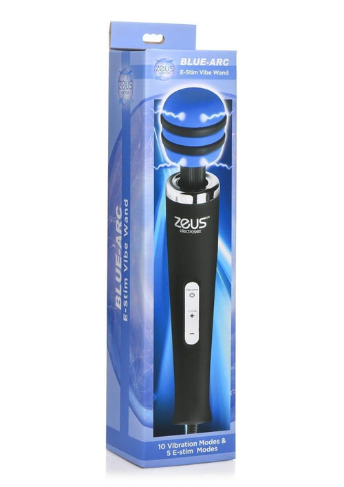 Load image 1 in gallery view. Zeus Electrosex E-Stim Vibrating Silicone Wand Massager - Black/Blue
