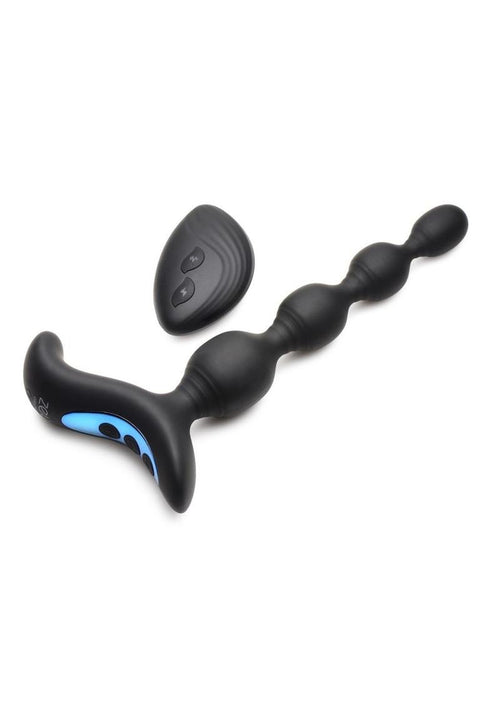 Load image 1 in gallery view. Zeus Shock Beads 80x Vibrating and E-Stim Rechargeable Silicone Anal Beads with Remote Control - Black