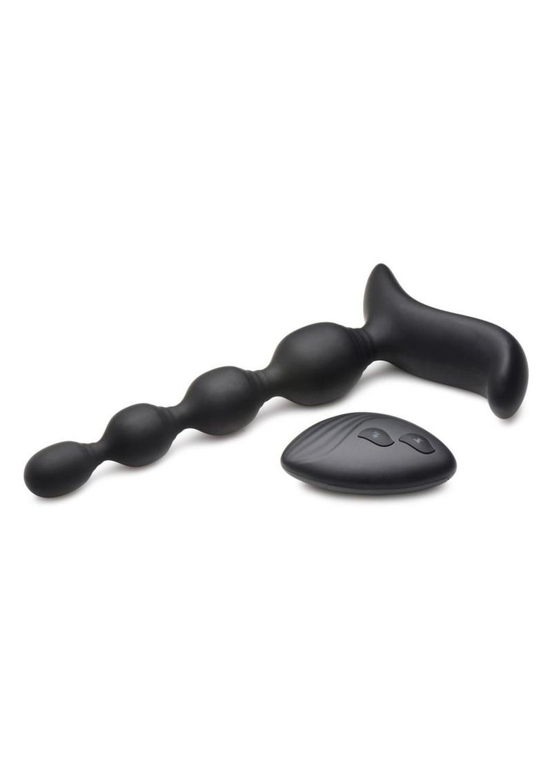 Zeus Shock Beads 80x Vibrating and E-Stim Rechargeable Silicone Anal Beads with Remote Control Zeus Electrosex