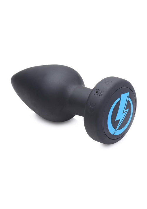 Load image 1 in gallery view. Zeus Vibrating and E-Stim Silicone Rechargeable Anal Plug with Remote Control - Black