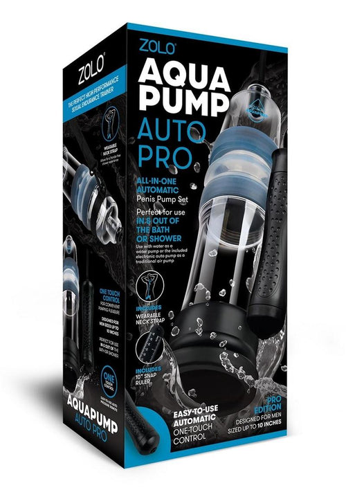 Load image 1 in gallery view. ZOLO Aquapump Auto Pro Silicone Penis Pump - Black/Blue