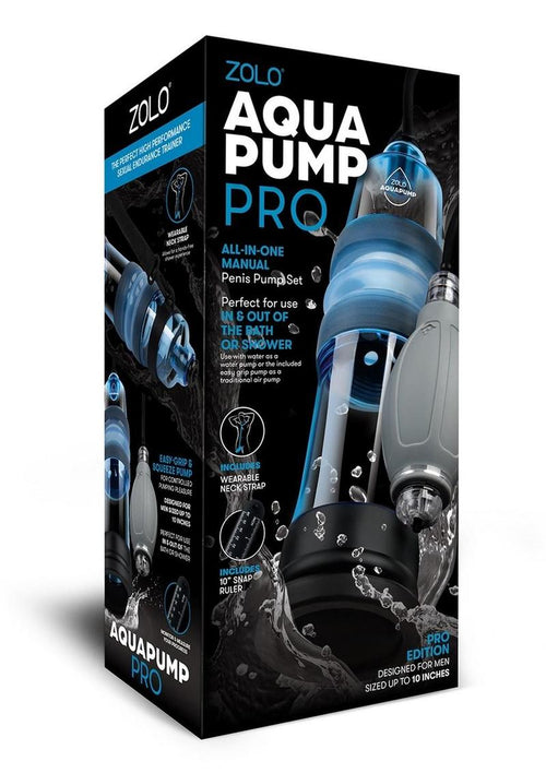 Load image 1 in gallery view. ZOLO Aquapump Pro Silicone Penis Pump - Black/Blue