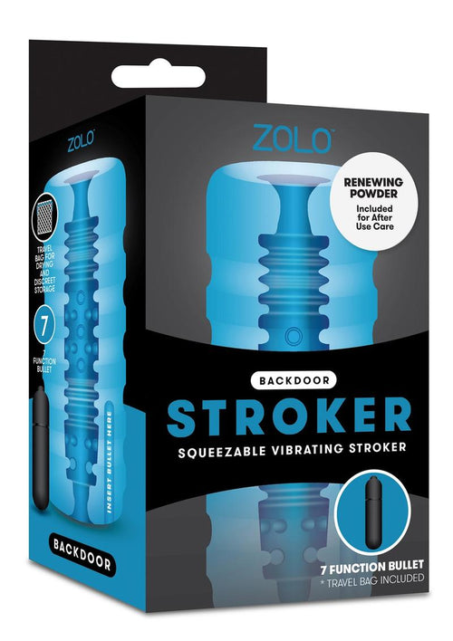 Load image 1 in gallery view. ZOLO Backdoor Stroker Squeezable Vibrating Masturbator with Bullet - Butt - Blue