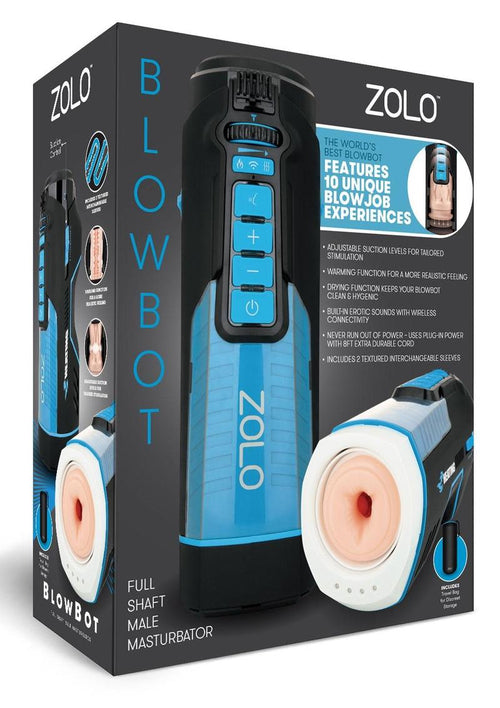 Load image 1 in gallery view. ZOLO Blowbot Full Shaft Male Blowjob Masturbator - Black/Blue