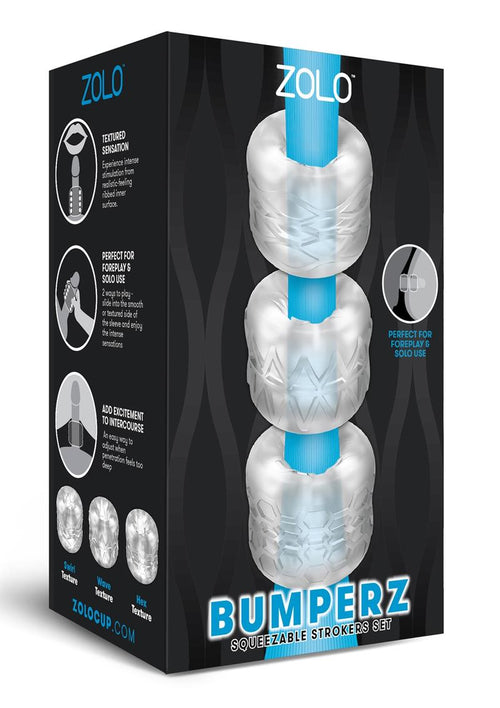 Load image 1 in gallery view. ZOLO Bumperz Strokers Masturbator - Clear - 3 Piece/Set