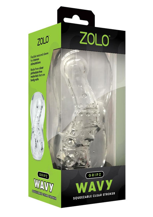 Load image 1 in gallery view. ZOLO Gripz Wavy Stroker Masturbator - Clear