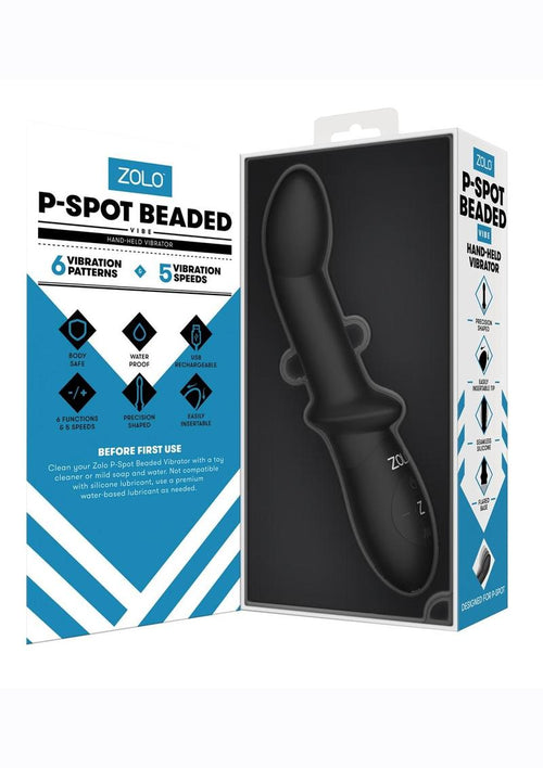 Load image 1 in gallery view. ZOLO P-Spot Beaded Silicone Rechargeable Anal Vibrator - Black