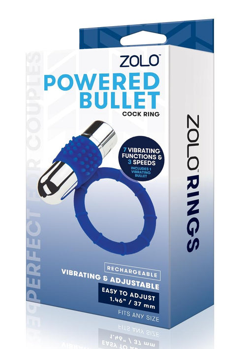 Load image 1 in gallery view. ZOLO Rechargeable Vibrating Silicone Cock Ring - Navy/Silver