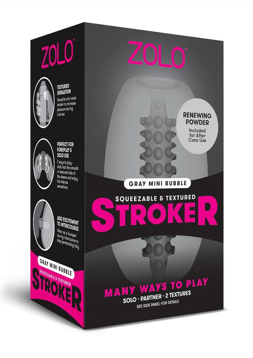 Load image 1 in gallery view. ZOLO Squeezable Mini Bubble Masturbator - Gray/Grey