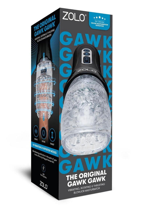 Load image 1 in gallery view. ZOLO The Original Gawk Gawk Rechargeable Silicone Vibrating Deep Throat Blowjob Masturbator - Black